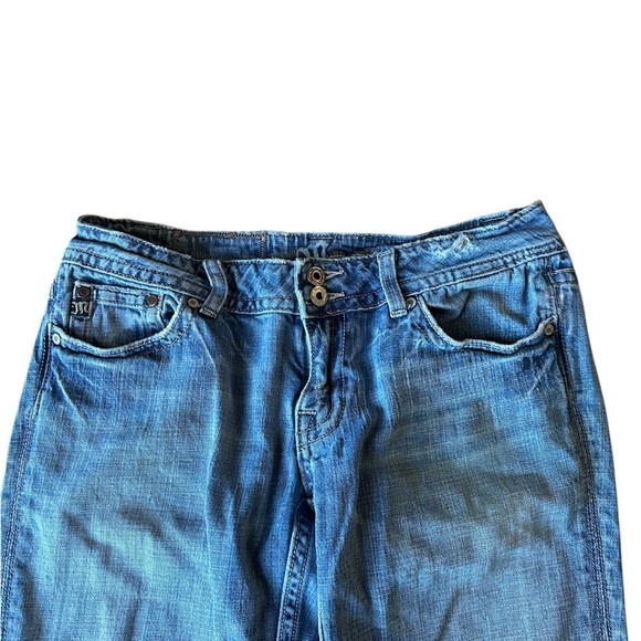 Miss Me Women's Blue Jeans Patchwork Back Pockets 29 Festival. Bootcut Low Rise - Picture 3 of 5
